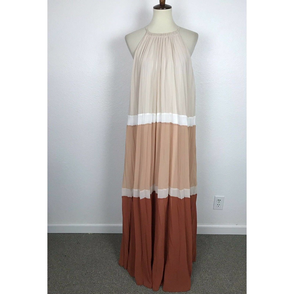 Lulu's Color Block Pleated Maxi Dress - Picture 1 of 12